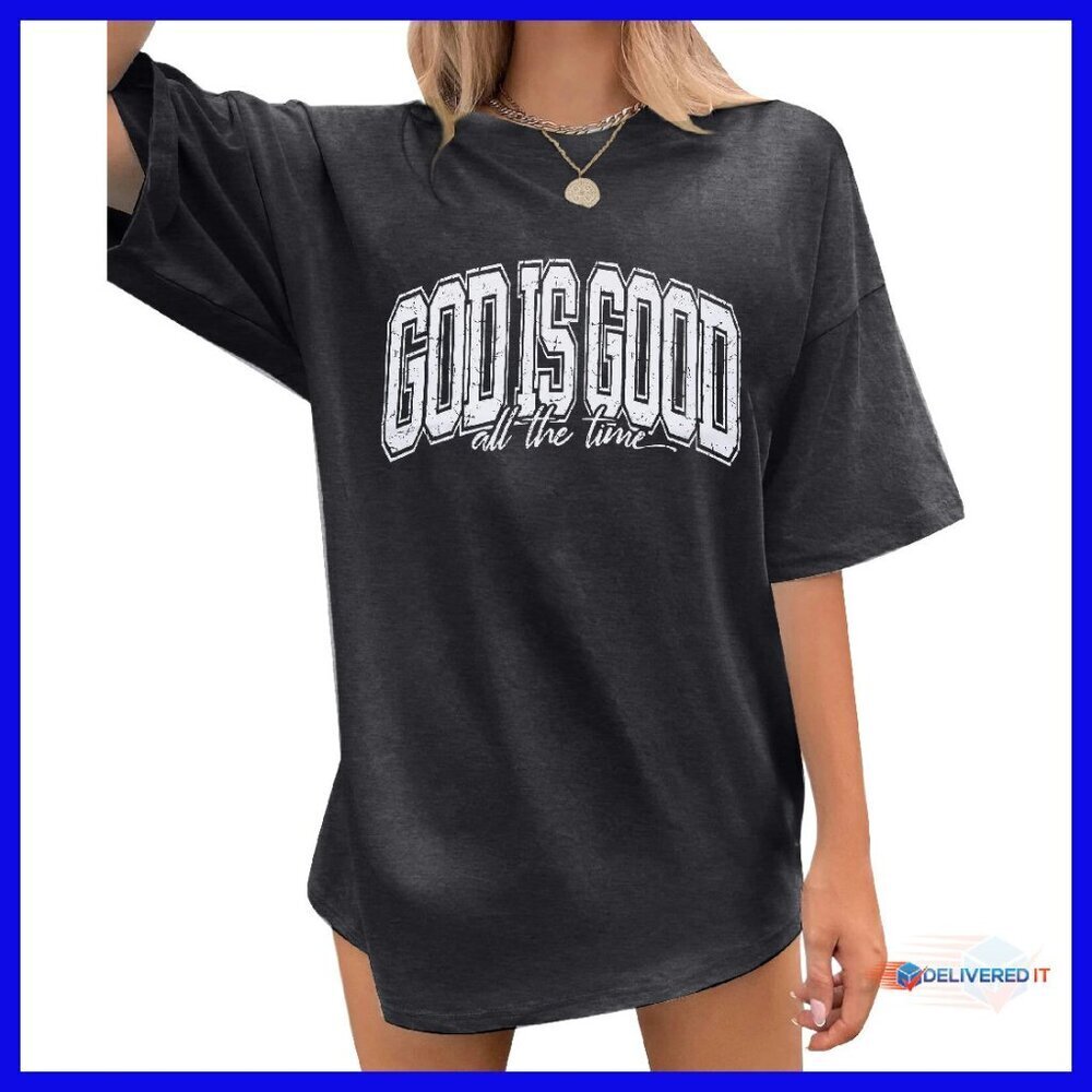 Oversized Christian T-Shirt Women's Religious Graphic Tee Soft Stretchy